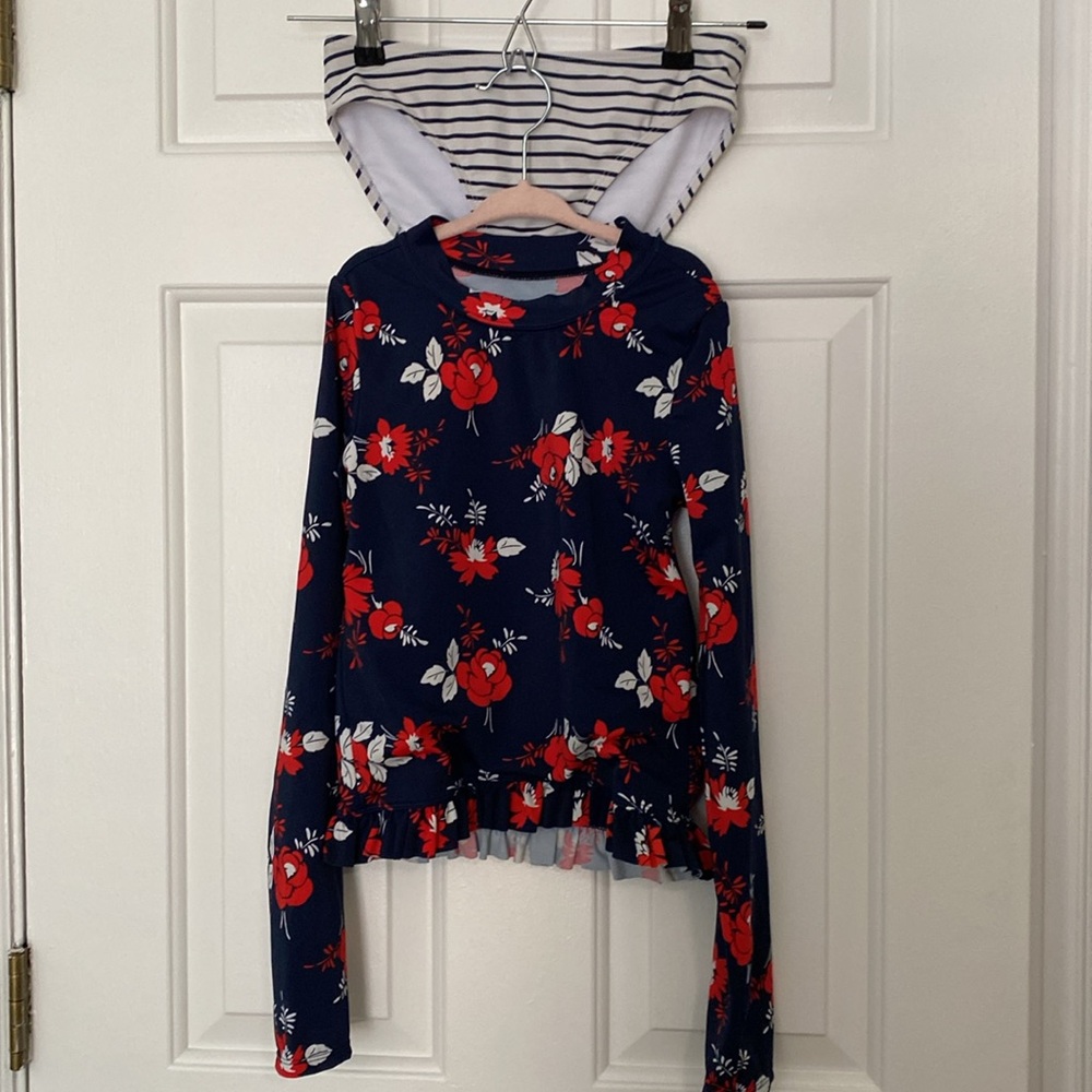 Janie and Jack Blue 2 Piece Rashguard Swim Set Sz 10
